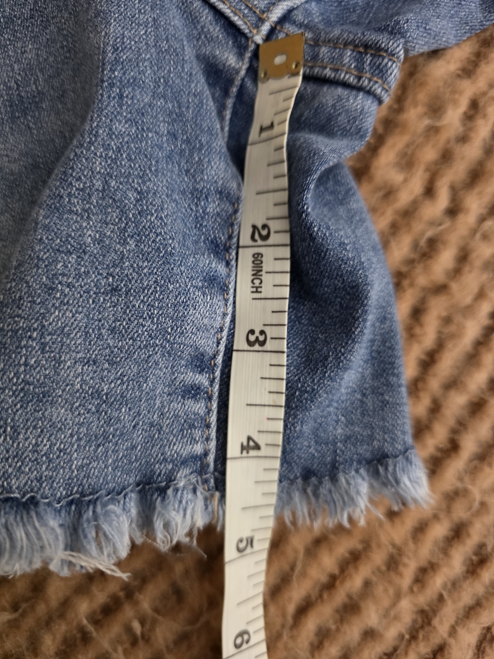 Nicole Miller New York Stretch High-Rise Light Blue Denim Shorts with Frayed Hem - Picture 10 of 11